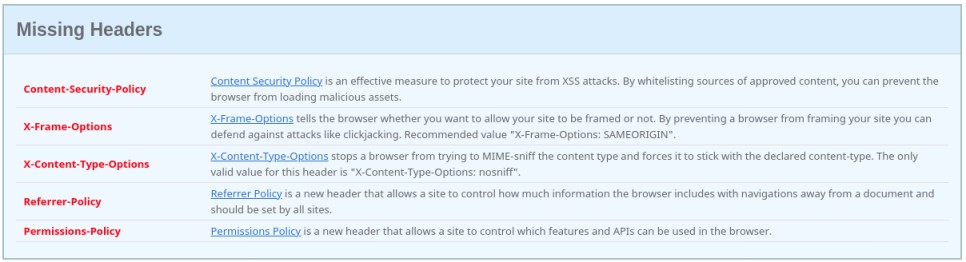 Missing security headers from https://blog.jeremyshaw.co.nz/ and the risks associated